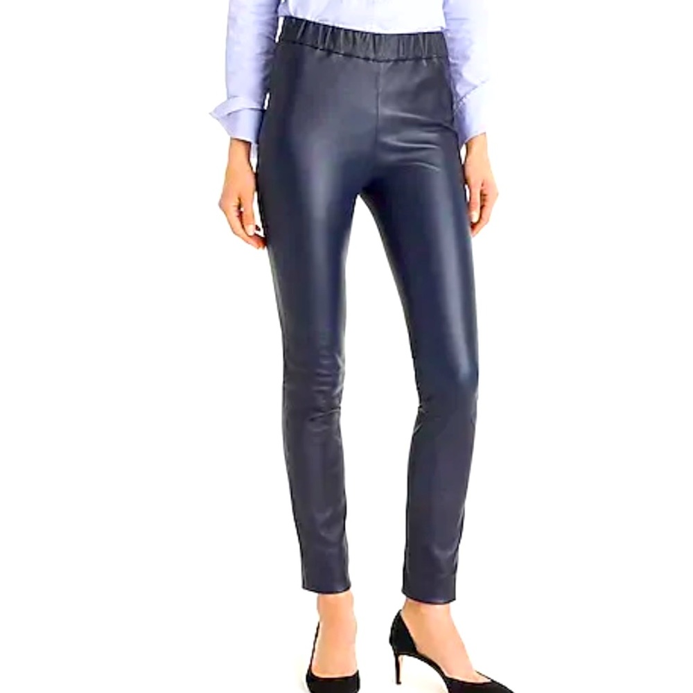J.Crew Collection Navy Leather Pants, Size 4. New without tags!